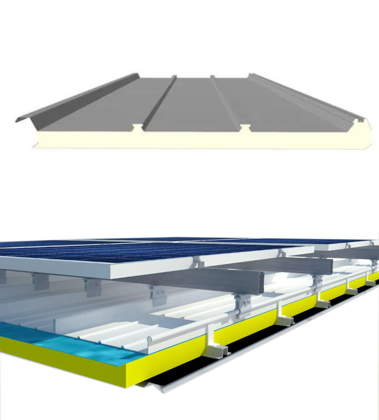 Easy Install 50-100mm Photovoltaic Dedicated Roof Sandwich Panels pu/pir Sandwich Panels for Factories