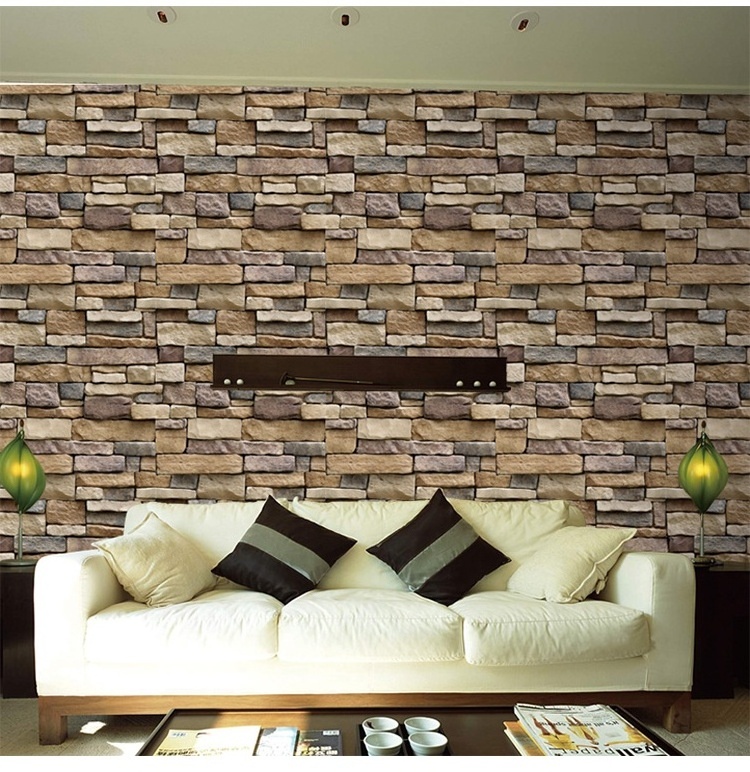 Stone Brick Wallpaper Stick On Self-Adhesive Peel and Stick Backsplash Wall Panel Removable Home Decoration