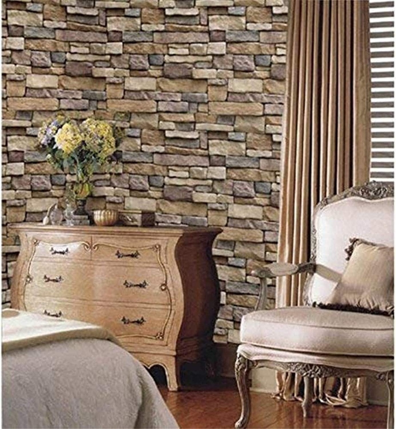 Stone Brick Wallpaper Stick On Self-Adhesive Peel and Stick Backsplash Wall Panel Removable Home Decoration