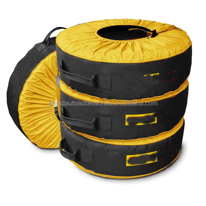 Factory Custom Size LOGO 600D Oxford Cloth Adjustable Car Tire Warmer Covers Snow Waterproof Tire Covers