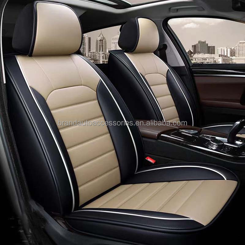 Sports Style Luxury Car Seat Covers Full Set Universal Fit PVC PU Leather Seat Covers Airbag Compatible All Season Use