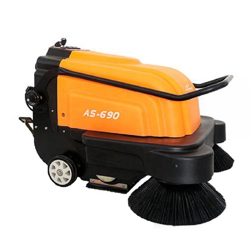 CE approved AS690 blue color fashion design low noise easy operate battery powered sweeping machine with spray water function