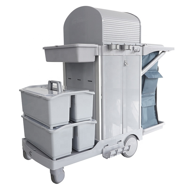 S135 grey color 3 layer plastic restaurant food serving trolley utility cart for utensils and plates collection