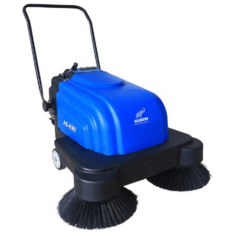 CE approved AS690 blue color fashion design low noise easy operate battery powered sweeping machine with spray water function