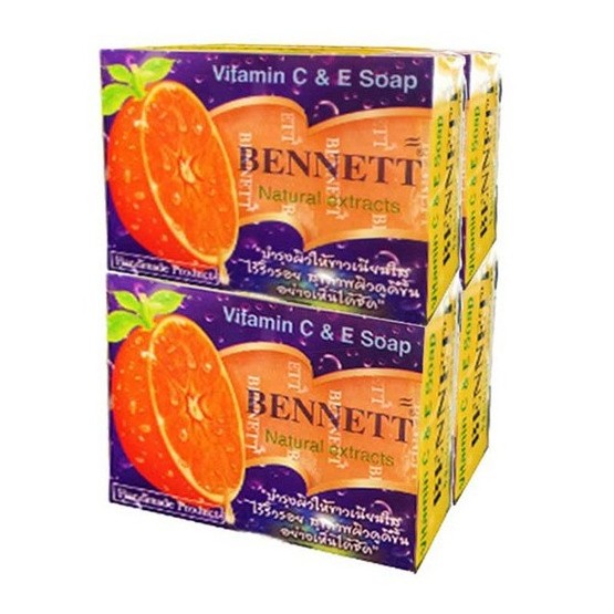 Bennett Vitamin C&E Soap Bar extracts Whitening and Brightening Soap Thai Soap 130g x 4 Bars