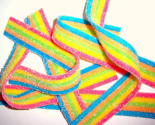 Hot selling Belt rainbow coated sugar Sweet and Sour belts strips yummy gummy candy From Thailand