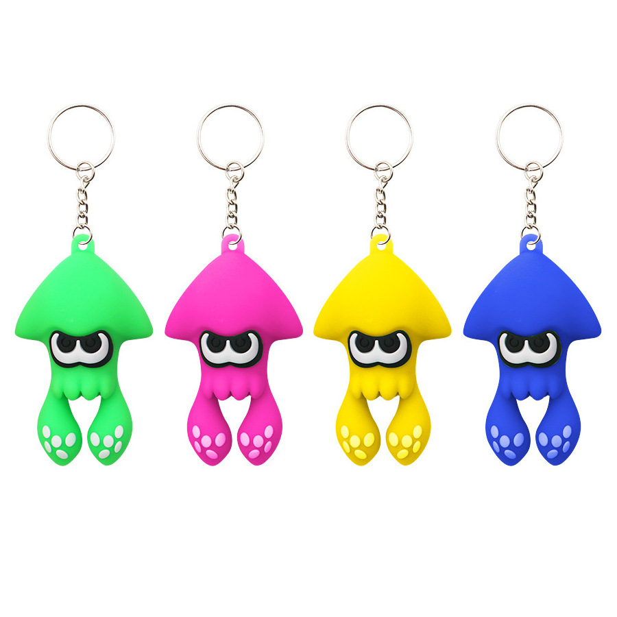 Popular New creative Spray Warrior Splatoon Keychain Switch Cartoon Cute Squid 3D Keychain Soft PVC for Children Keyrings