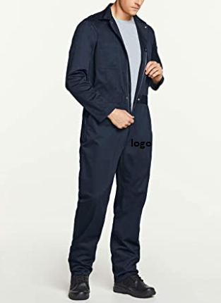 Hot selling lots Men's Long Sleeve Zip-Front Coverall Twill  Resistant Work Coverall Action Back Jumpsuit with  Multi Pockets