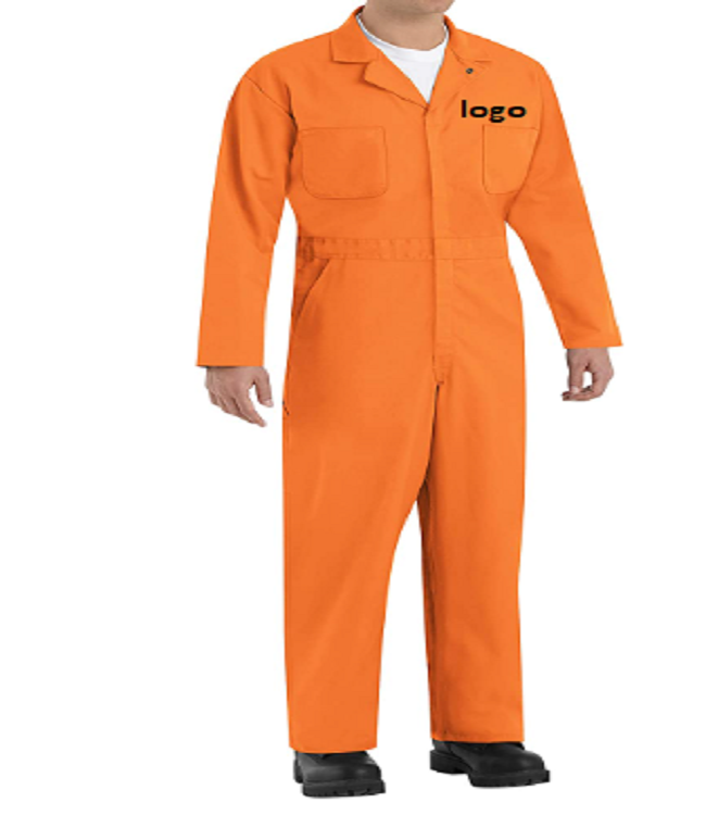 Men's Long Sleeve Back Coverall Prison Dress 65% Polyester 35%  Cotton Zipper closure Machine Wash Stock Lots From Bangladesh