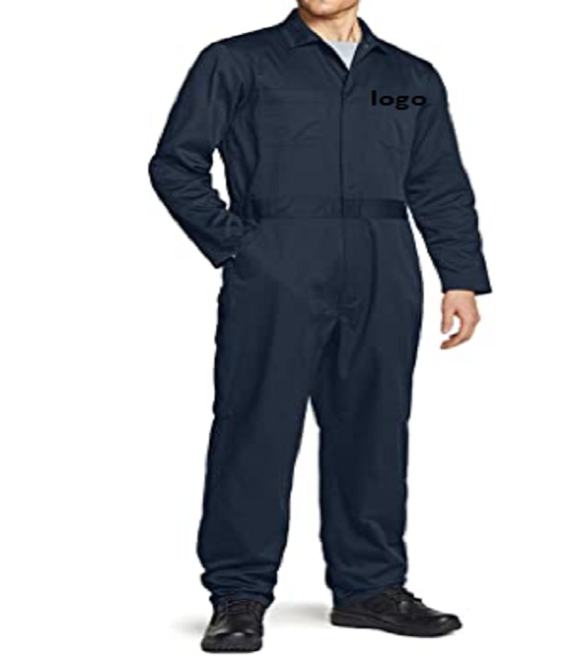 Hot selling lots Men's Long Sleeve Zip-Front Coverall Twill  Resistant Work Coverall Action Back Jumpsuit with  Multi Pockets