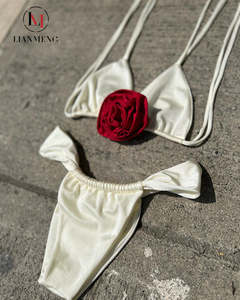 LIANMENG A428 Oem Manufacturer Custom Sustainable Swimwear 100% Recycled Eco-Friendly Swimwear Vintage Bikini Floral Bikini