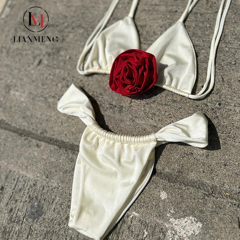 LIANMENG A428 Oem Manufacturer Custom Sustainable Swimwear 100% Recycled Eco-Friendly Swimwear Vintage Bikini Floral Bikini