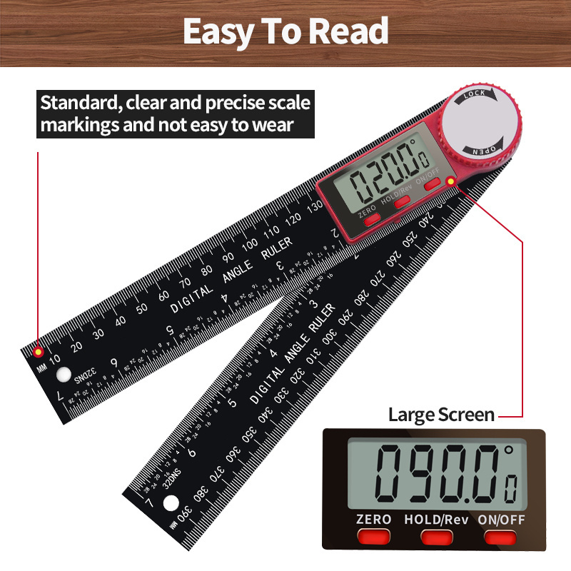 DITRON 200mm Electronic Plastic Digital Protractor Gauge Angle Measurement Tool Multi Angle Ruler Tools Angle Finder 360