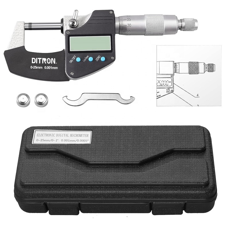 DITRON 0.001mm  Electronic Outside Micrometers Chrome Plated Caliper Gauge Measuring Tools Digital Micrometer