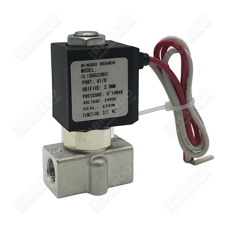 2 Way Normally Closed Miniature Compact Water Air Gas Steam Stainless Steel Solenoid Valve 1/8'' 1/4'' 12VDC 24VDC 110VAC 220VAC