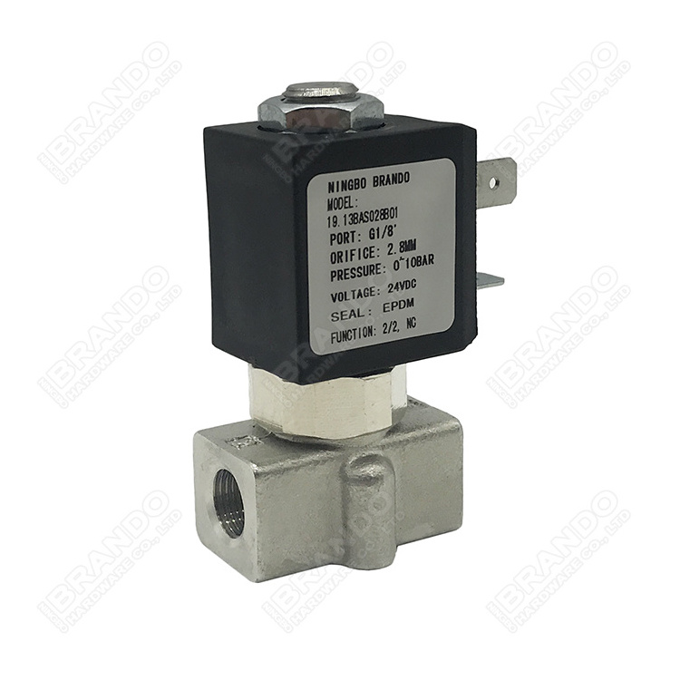 2 Way Normally Closed Miniature Compact Water Air Gas Steam Stainless Steel Solenoid Valve 1/8'' 1/4'' 12VDC 24VDC 110VAC 220VAC