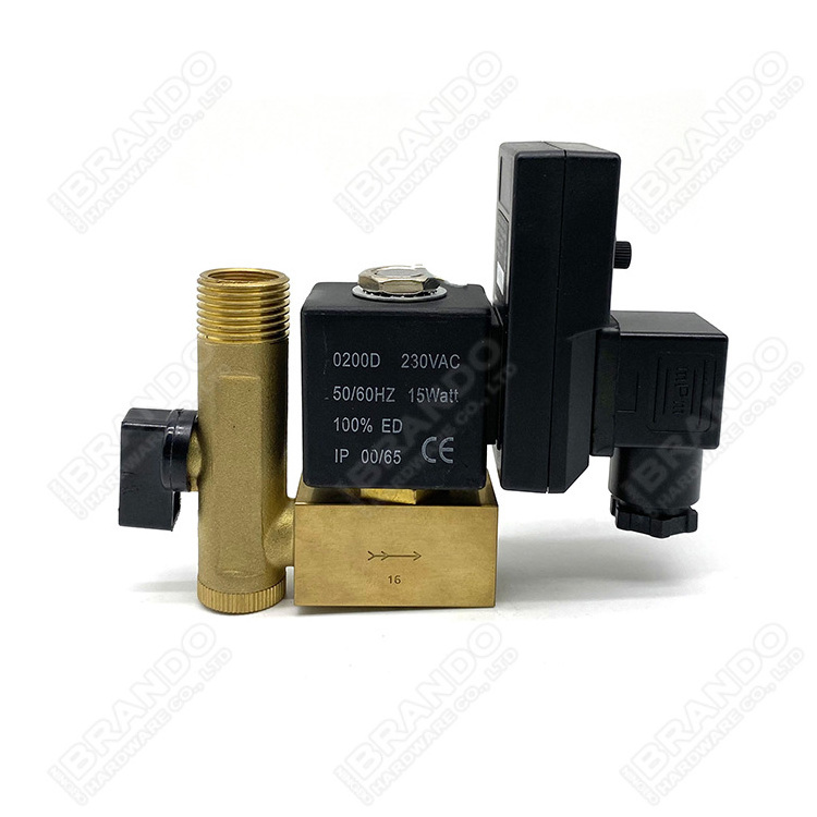 OPTIMUM Type 1/2'' 220V 24V Auto Drain Solenoid Valve With Automatic Electronic Digital Cyclic Timer For Air Compressor