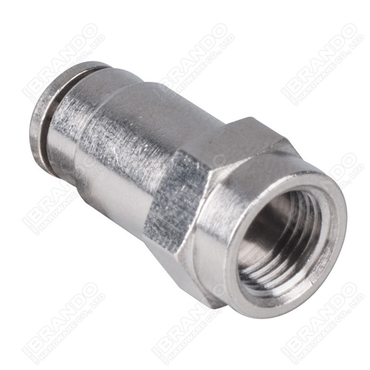 Female Thread Straight Through Push In Tube Brass Nickel Metal Pneumatic Hose Fitting 4mm 6mm 8mm 10mm 12mm 1/8