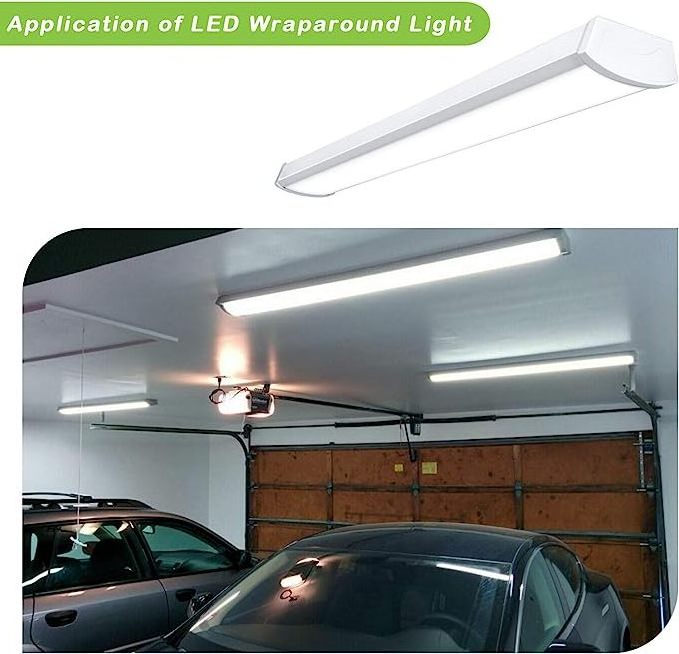 Linkable 4 Foot LED Wraparound Shop Light 40W Flush Mount Garage Lights, 3600 Lumens, 4000K, 4ft LED Wrap Around Light