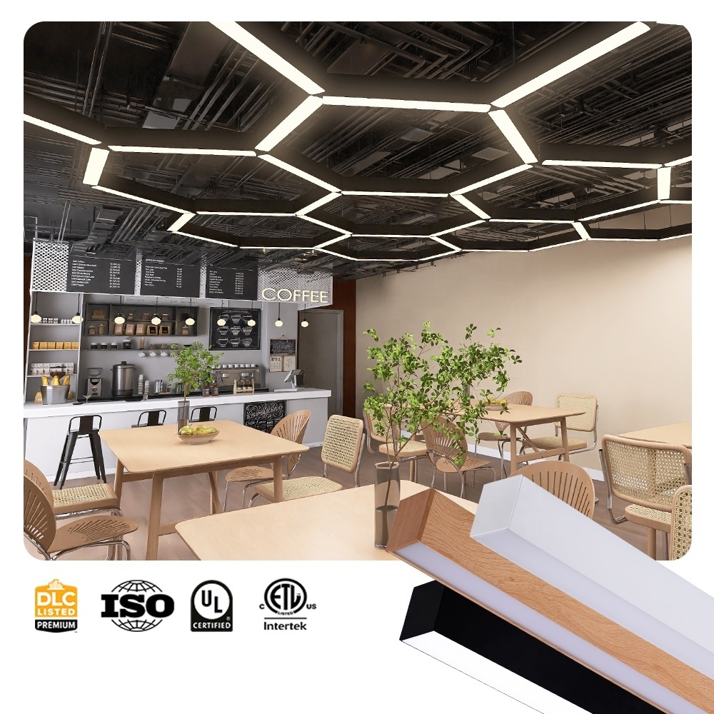 4ft 8ft 40w 60w led aluminium profile office suspended shop hanging linear task lighting chandeliers supermarket school gym