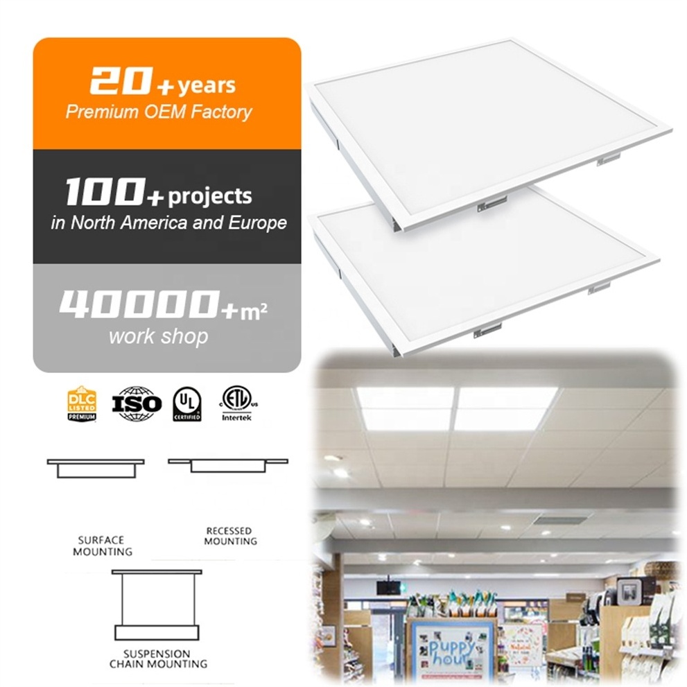 Dimmable Office lighting High Brightness DLC Approval 60x60 cct led ceiling panels lamp 2x2 2x4 Back lit led panel Light