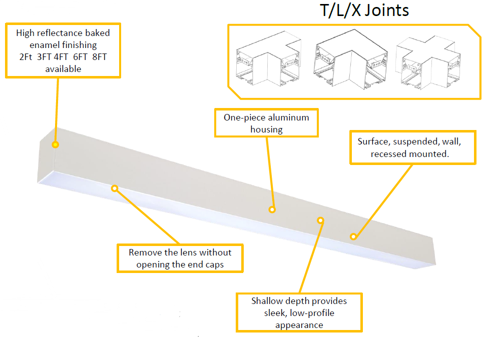 Office led ceiling light direct indirect led linear suspended lighting fixture