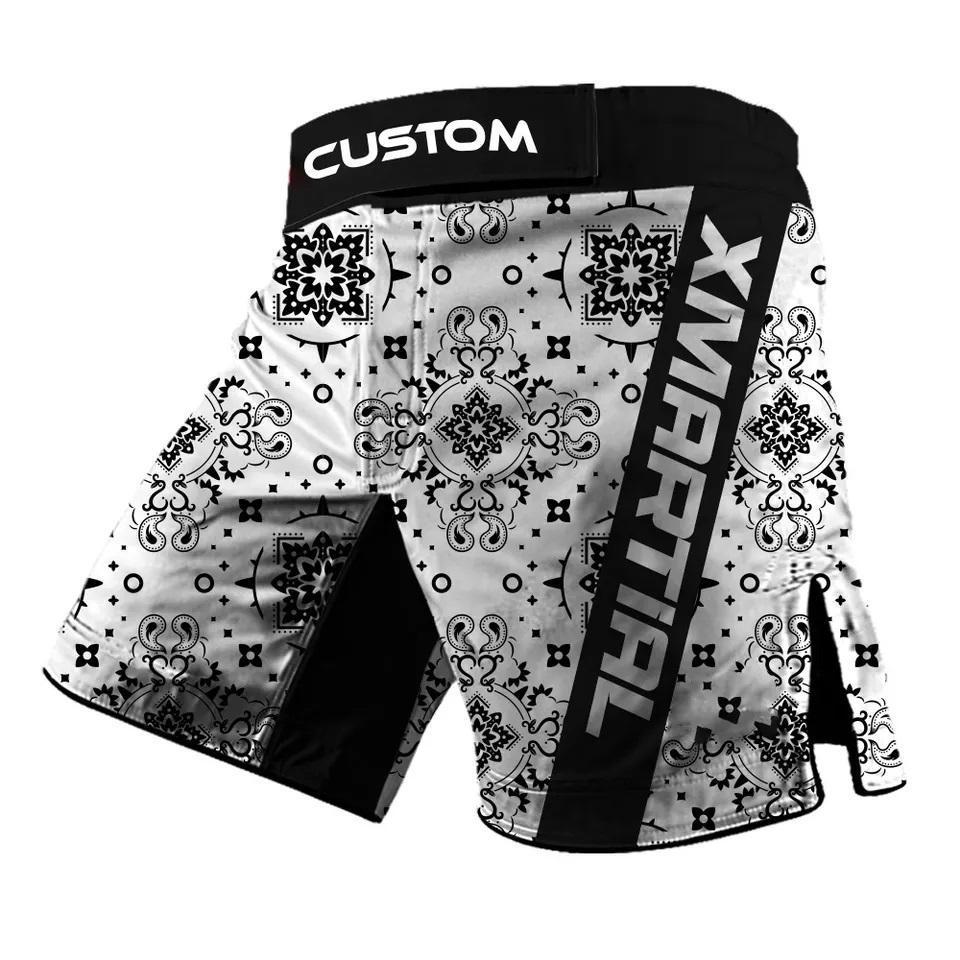 Wholesale Oem Academy premium spandexfight fabric mens sublimation black fight short custom logo grappling bjj mma shorts