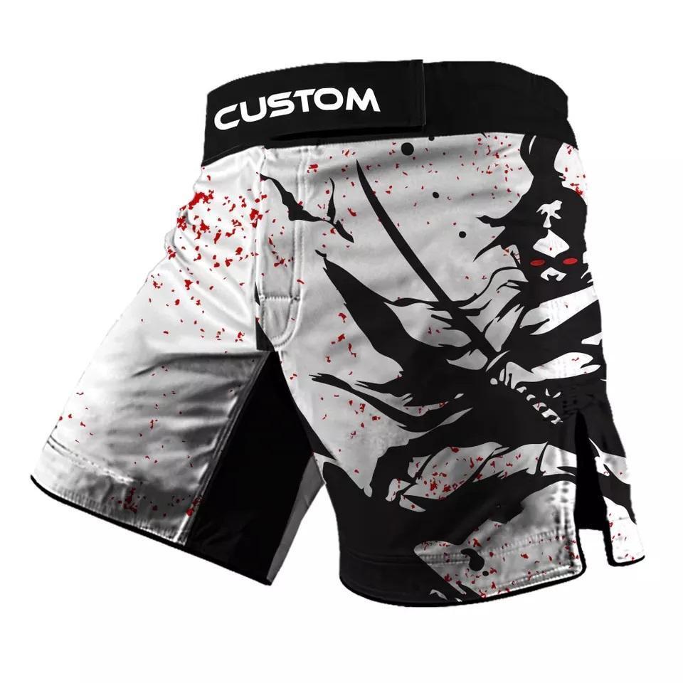 Wholesale Oem Academy premium spandexfight fabric mens sublimation black fight short custom logo grappling bjj mma shorts