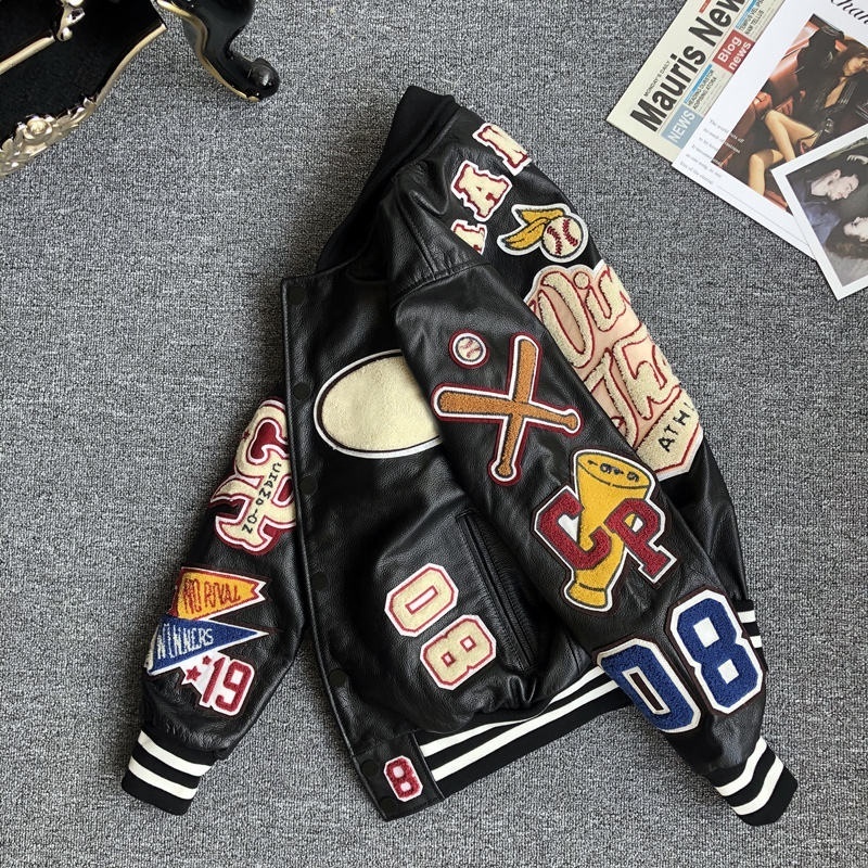 100% original leather High quality custom leather sleeves letterman varsity jacket Men Versity Jacket Men Jackets and Coat