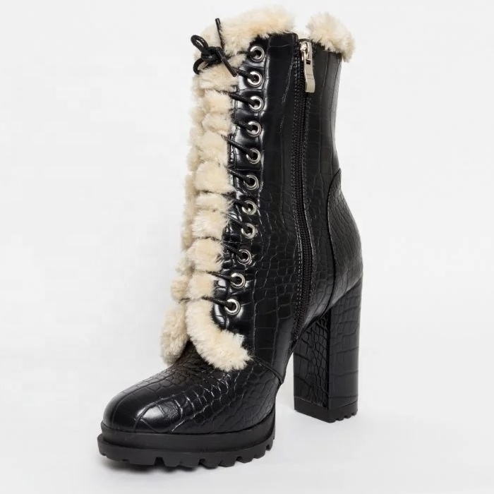 New collection Fur boot women winter shoes high heel