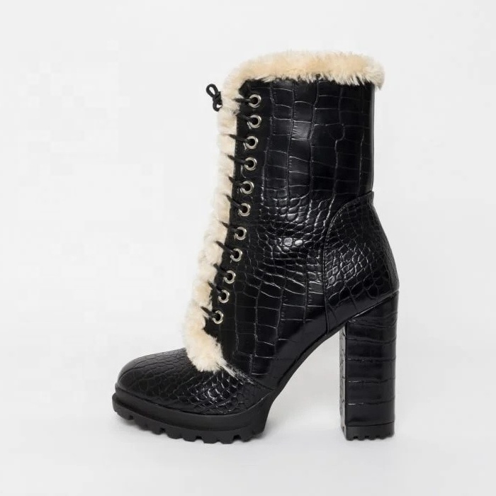 New collection Fur boot women winter shoes high heel