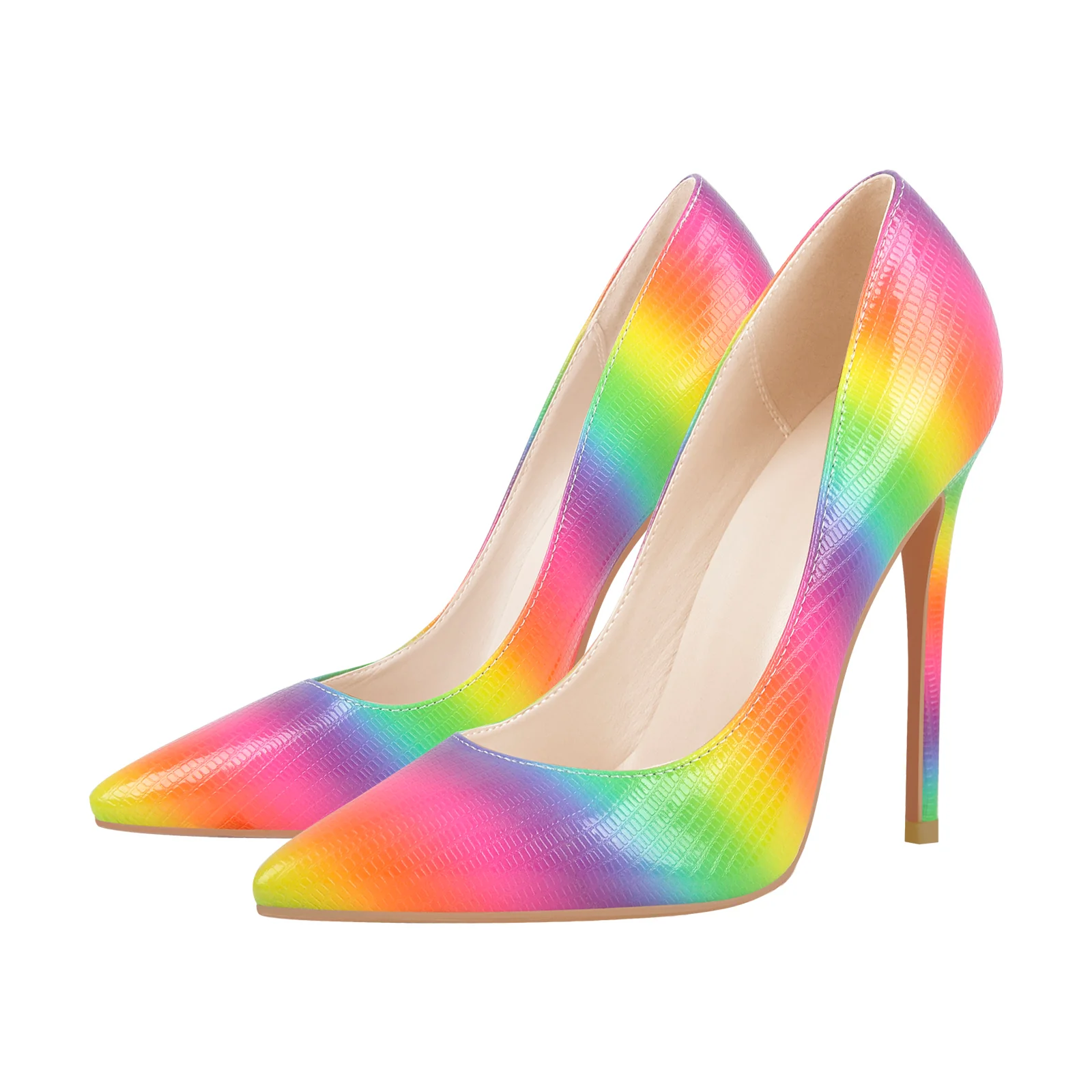 Rainbow style  wholesale plain high heels shoes Pointy toe womens heels with high quality factory shoe