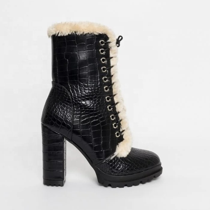 New collection Fur boot women winter shoes high heel