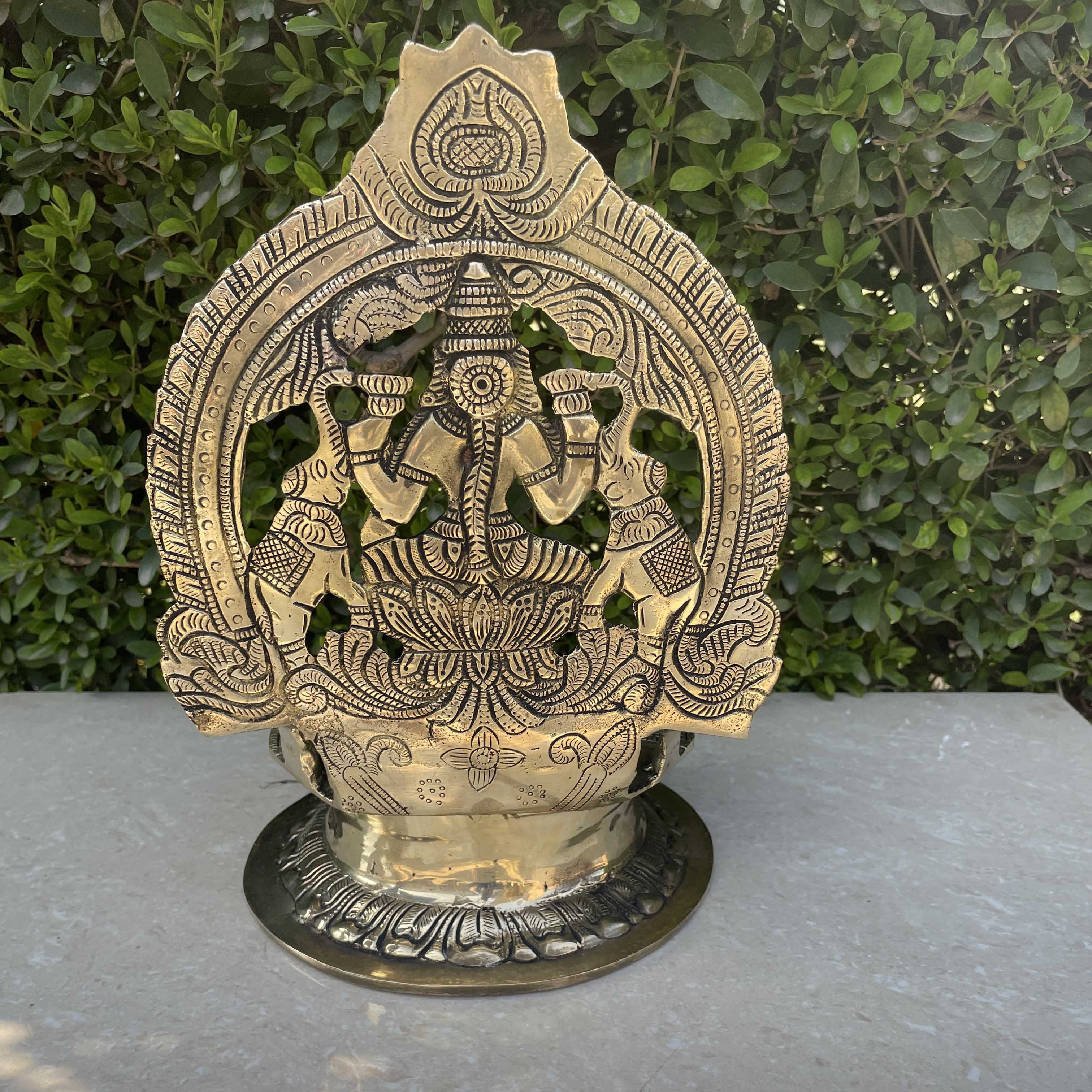 Indian goddess Table top Laxmi ji Diya indian religious handmade crafted worship metal art