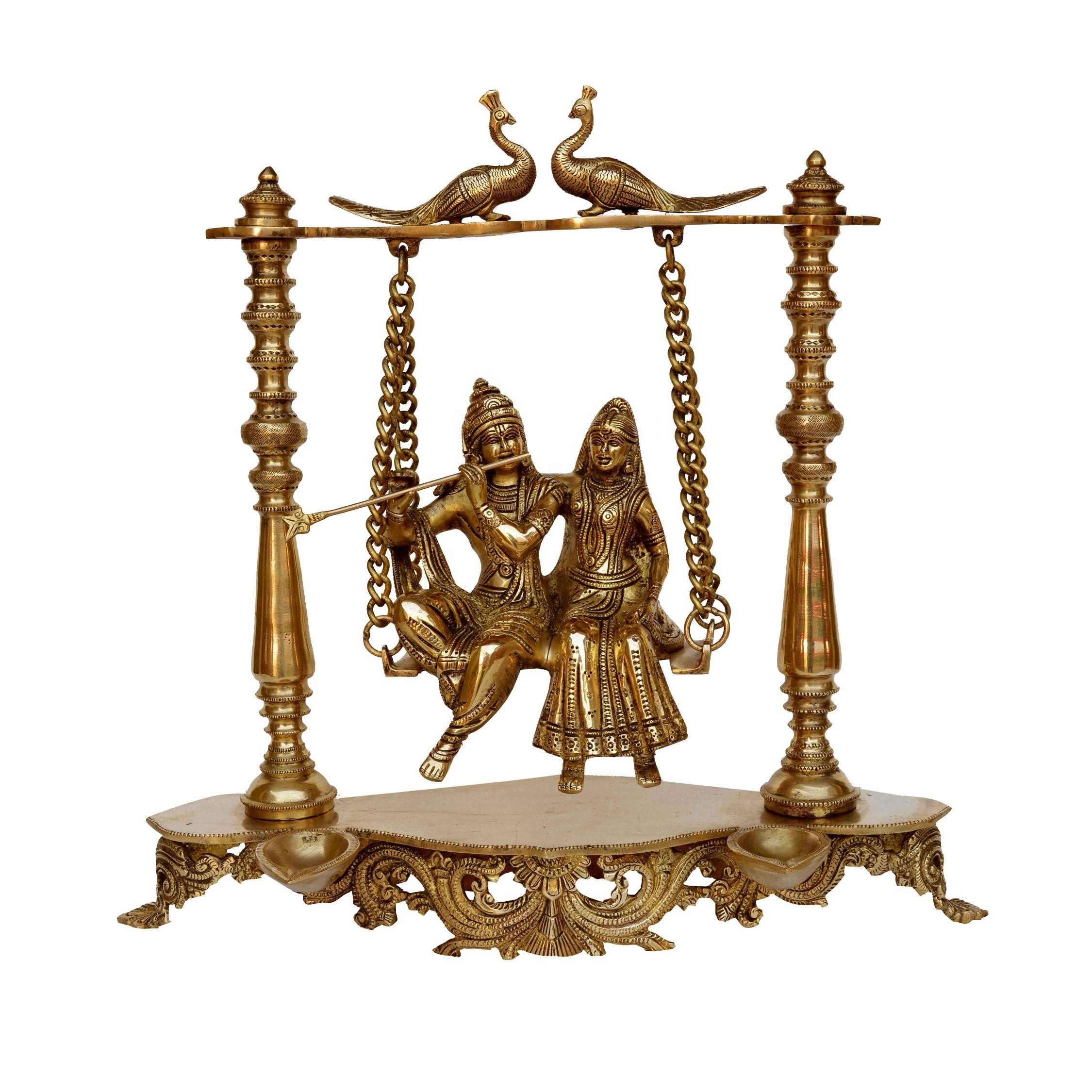 Radha Krishna Swing Brass Statue Reasonable Price Home Decoration Religious Radha Krishna Statue temple worship home decor art