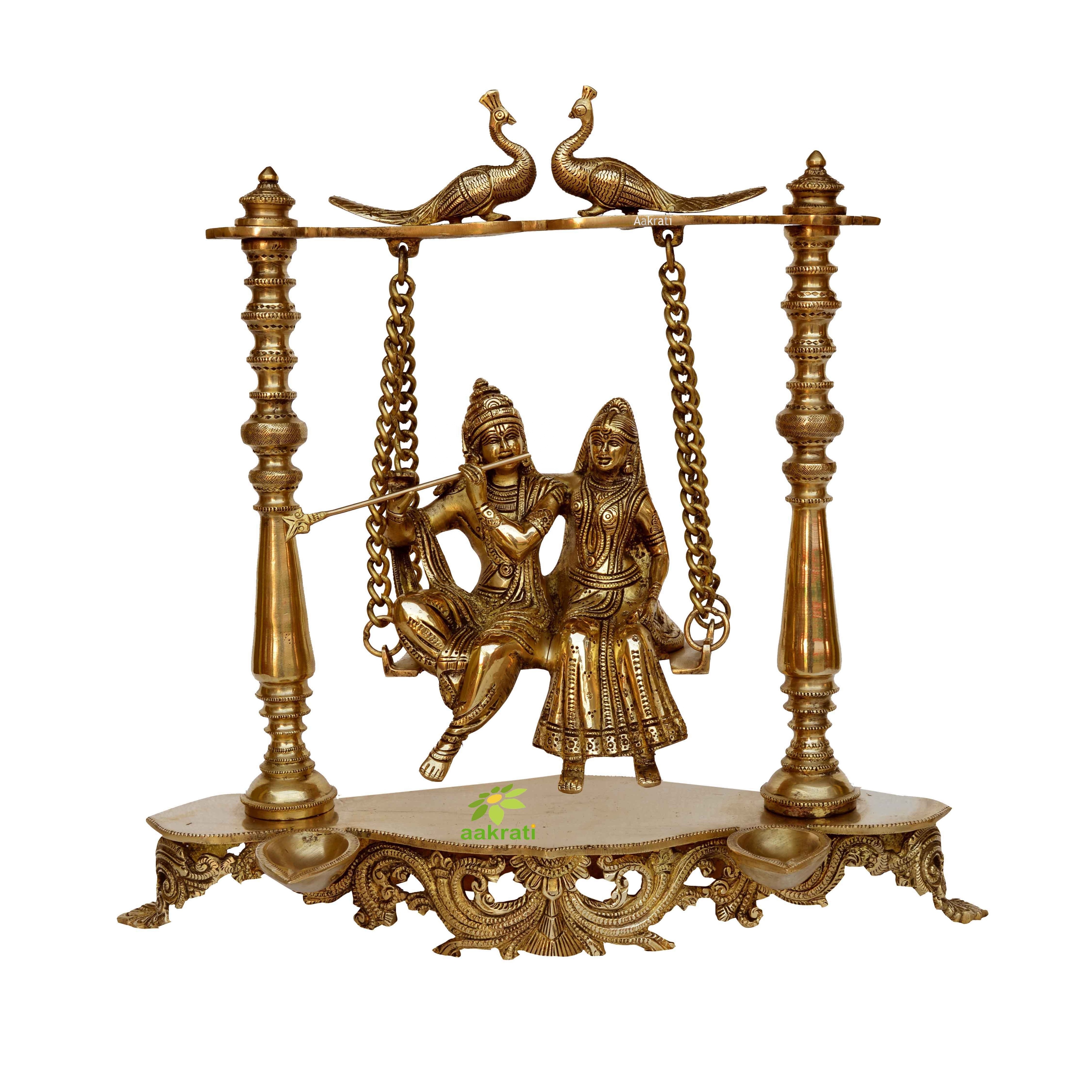 custom made brass Radha and Krishna Swing jhula Brass Statue Home Decor Gift in antique finish brass gift item