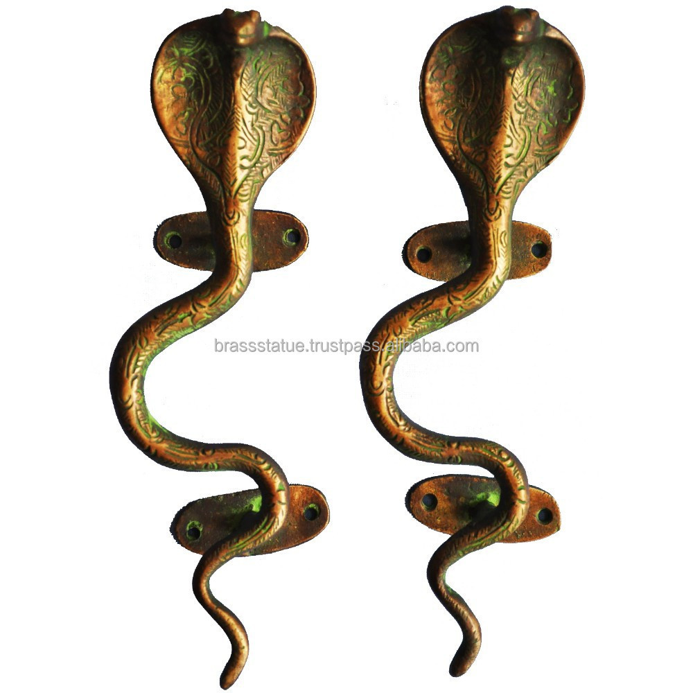 Snake design Door Handles made in brass metal - Rare door pull in antique