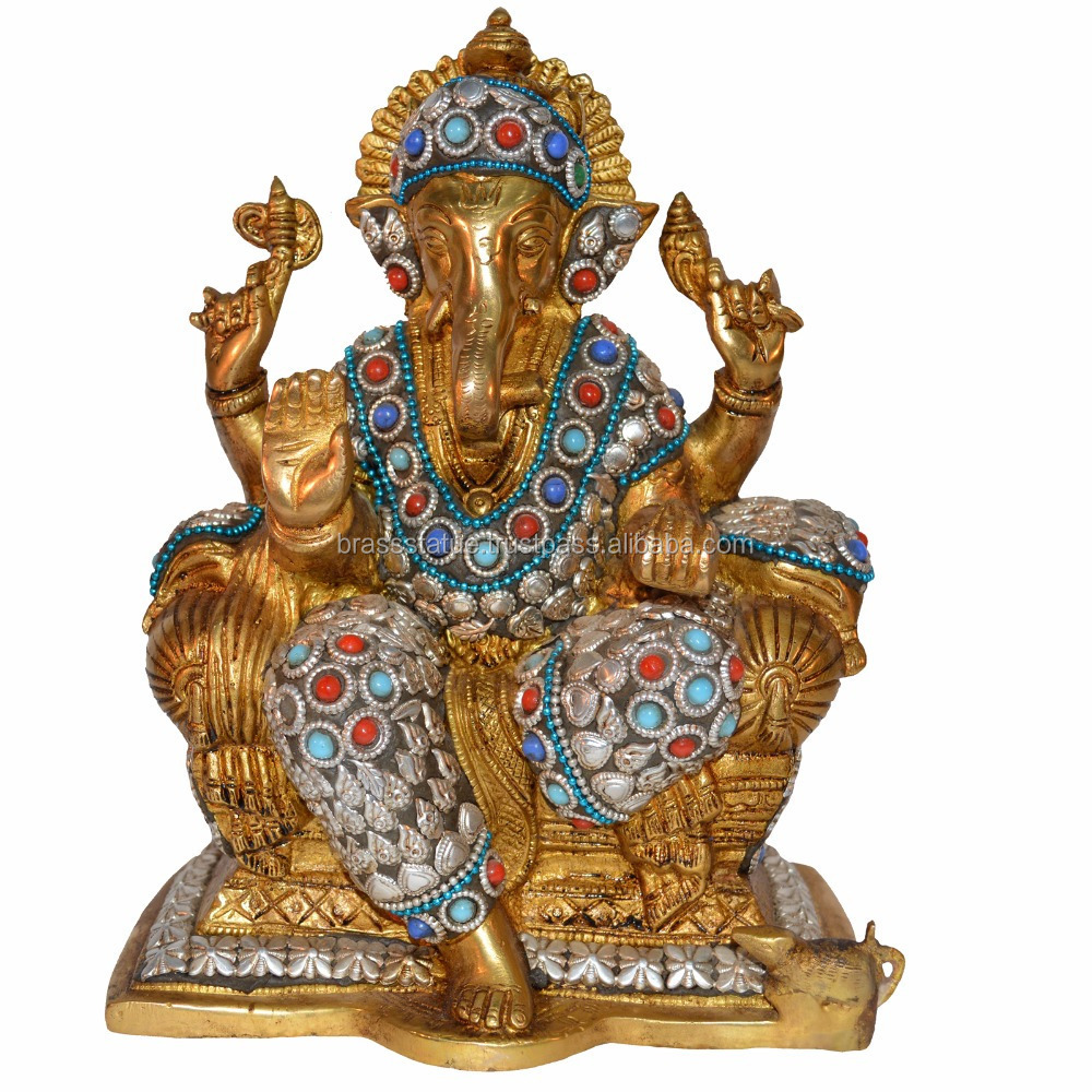 Ganesh Idol Brass Sculpture Decorative Figurine Ganesha Statue Diwali Decor Gift