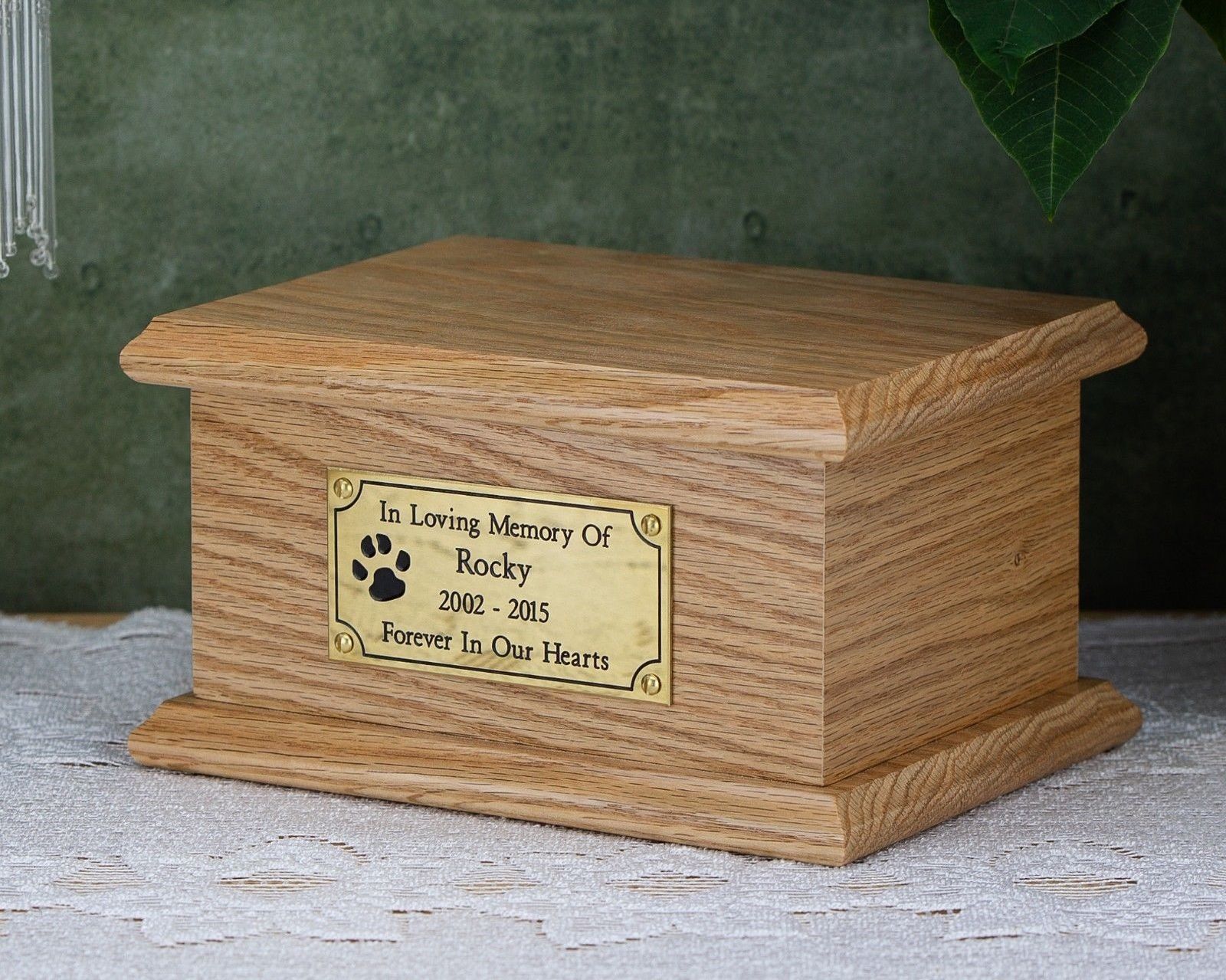 Wood Engraved Cremation Urn With Paws/ Wood Pet Urn/Wood Photo Frame Urn Funeral Supplies Brassworld India