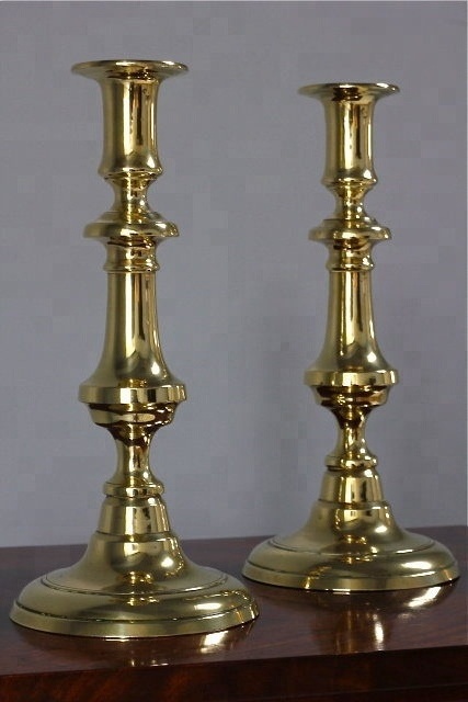 Sets Four 19th Century Large Brass Candle Holders By Brassworld India