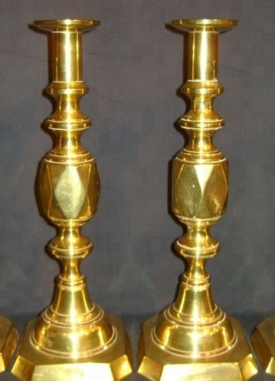 Sets Four 19th Century Large Brass Candle Holders By Brassworld India