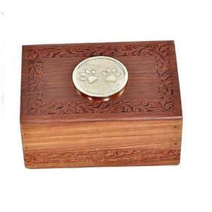 Wood Engraved Cremation Urn With Paws/ Wood Pet Urn/Wood Photo Frame Urn Funeral Supplies Brassworld India