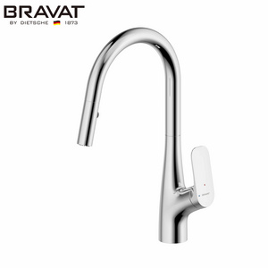 Bravat Single Handle Chrome Modern Pull Down Pull Out Home Kitchen Bar Mixer Faucet