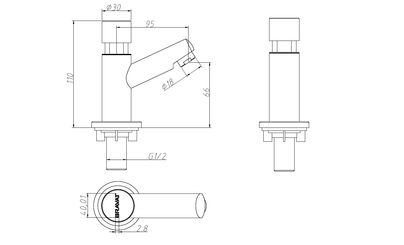 Self-Closing Push Button Down Type Pressure Time Delay Self Closing Single Cold Tap Faucet Water Tap Press