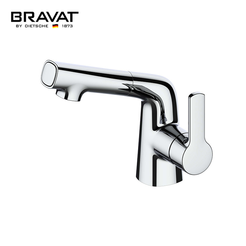 Bravat Apartment Pull Out Bathroom faucet Sink Mixer with Sprayers Rotating spout