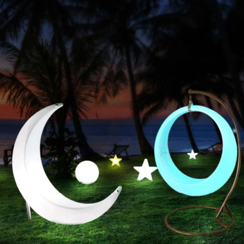 Ramadandecorations light moon seat Garden Outdoor Hanging Chair moon crescent light moon swing chair stand