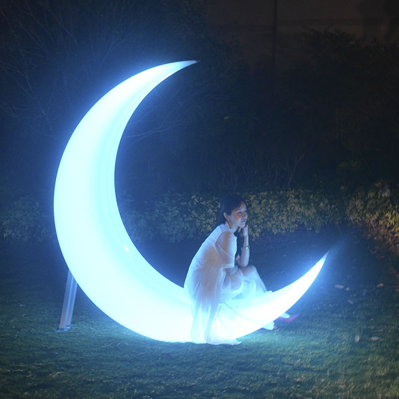 Ramadandecorations light moon seat Garden Outdoor Hanging Chair moon crescent light moon swing chair stand