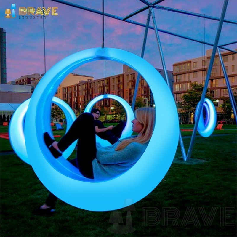 half moon swing chair waterproof 16 colour changing circle swing with stand led lights