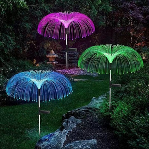 rgb led fiber optic light source solar garden outdoor waterproof fiber optic jellyfish lamp