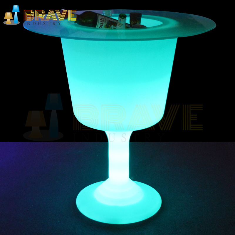 PE plastic beer ice bucket gold 16colors light led IP65 waterproof ice cube bucket for parties